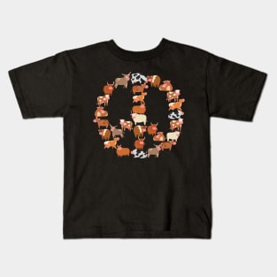 Cow Peace Sign Kids T-Shirt